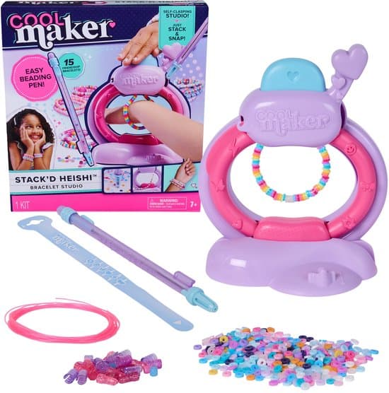 Cool Maker - Heishi-armbandstudio - Knutselpakket voor het maken van armbanden met eenvoudige kralenpen en meer dan 1200 kralen voor armbanden, maakt tot 15 armbanden