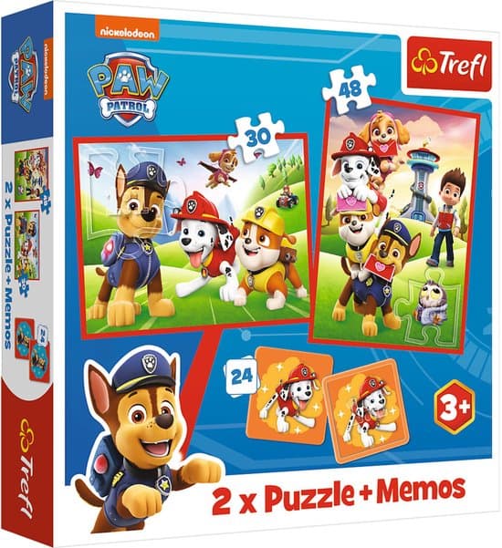 Trefl Psia Ekipa in Actie PAW Patrol 2-in-1 Puzzel- en Memoryset - 78 stukjes - Vanaf 3 jaar