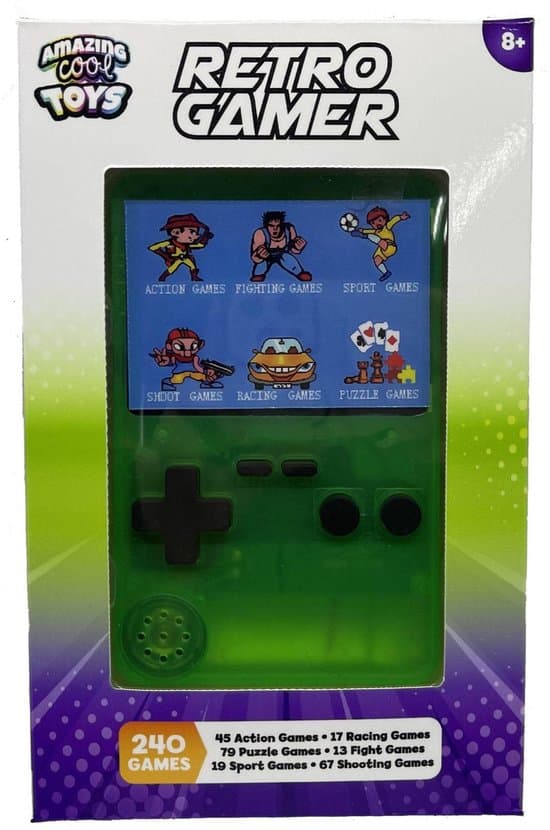 Amazing Cool Arcade Game Console met Kleurenscherm 7 cm - Doorzichtig Groen