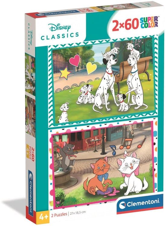 Clementoni Kinderpuzzels Disney Classic - 2 Puzzels van 60 Stukjes - Puzzel en Legpuzzel Set - Educatief Speelgoed voor Kinderen vanaf 5 Jaar