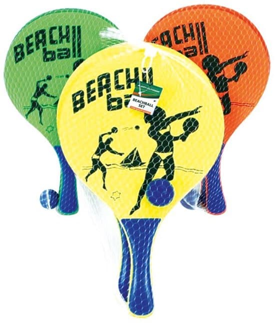 Alert Beachball Set - Houten Beachball Set - Strandtennis voor Kinderen - Buitenspeelgoed - Strandspel - Geel