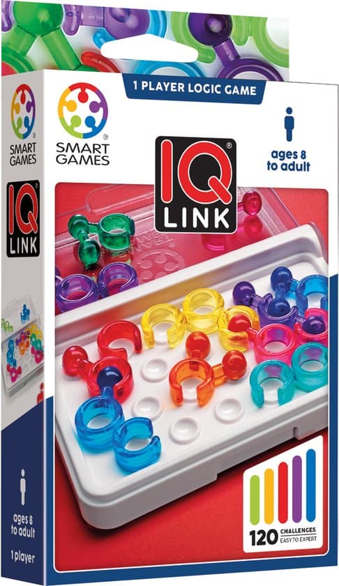 SmartGames IQ Link - Logisch Denkspel & Reispuzzel - 120 Opdrachten met Ringsysteem - Educatief Solospel voor Kinderen en Volwassenen - Vanaf 8 Jaar