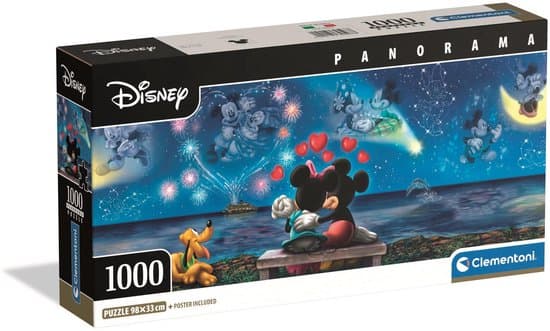 Clementoni - Puzzel - 1000 Stukjes - Panorama Mickey & Minnie - Compact Box