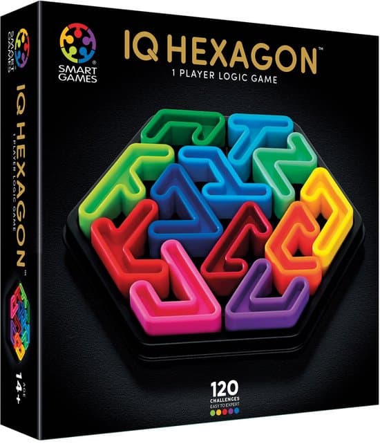 SmartGames IQ Hexagon Deluxe - IQ Deluxe Logisch Denkspel & Premium Breinbreker - Geometrische Puzzel met 120 Opdrachten - Luxe Zeshoek Puzzel - Solospel voor Tieners en Volwassenen - Vanaf 14 Jaar