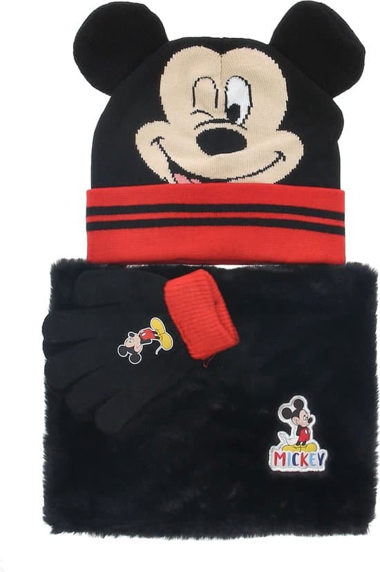 Mickey Mouse muts, sjaal en handschoenen