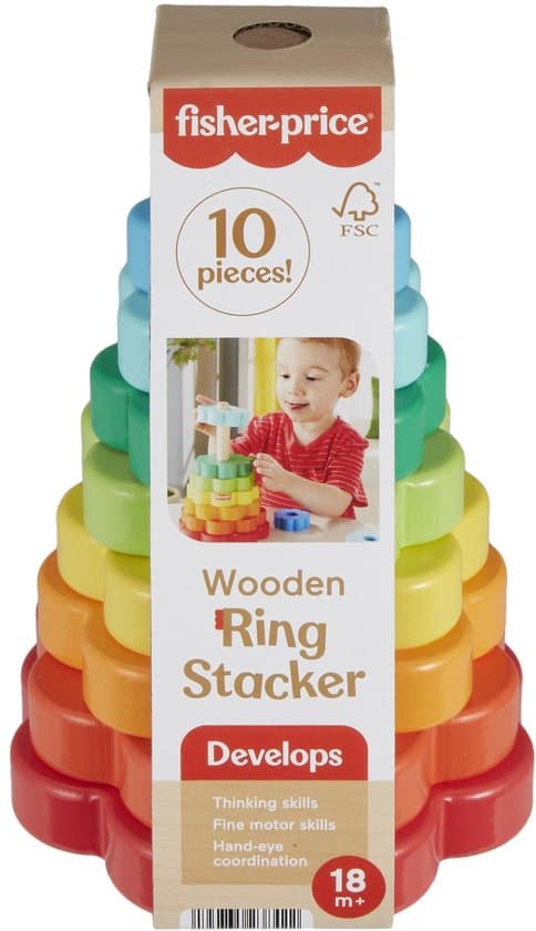 Fisher-Price Houten Ringstapelaar - Fijne Motoriek - Stapelspeelgoed