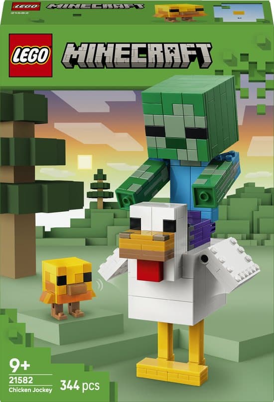 LEGO® Minecraft® Kipberijder Bouwspeelgoed - Gamingdecoratie met Babyzombie, Kip en Kuiken - Cadeautip voor Jongens en Meisjes Vanaf 9 Jaar - 21582