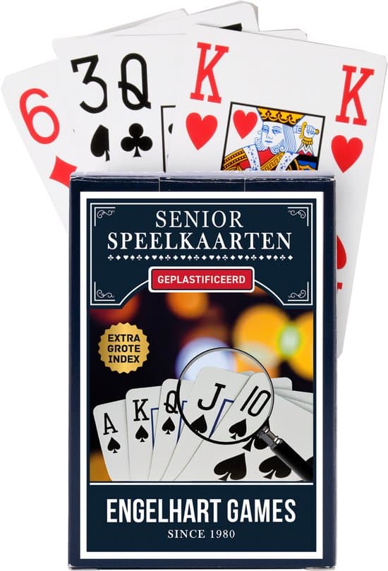 Speelkaarten – Longfield Senior – Geplastificeerd – Extra Grote 4 Index – Jumbo Speelkaarten – Kaartspel voor Senioren en Comfortabel Spel – Engelhart