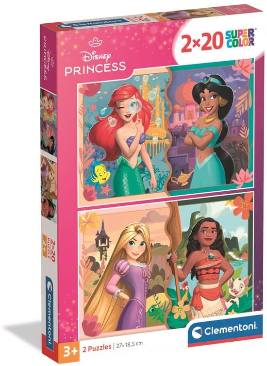 Clementoni - Puzzel - 2X20 Stukjes - Disney Princess - Puzzel Voor Kinderen - Vanaf 3 Jaar