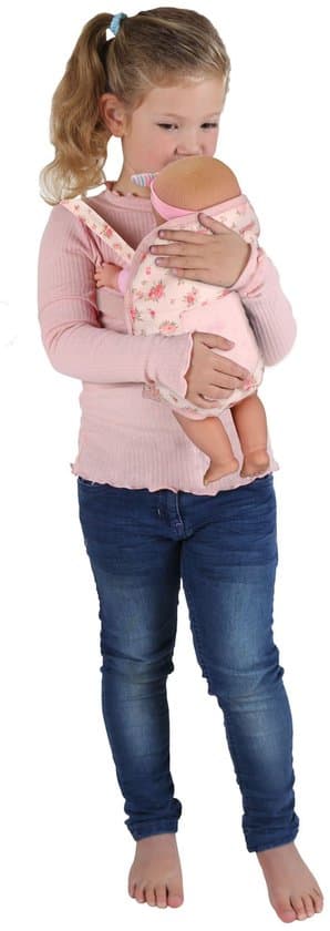 KiddyGo poppendraagzak roze bloem - poppenaccessoire verstelbaar.