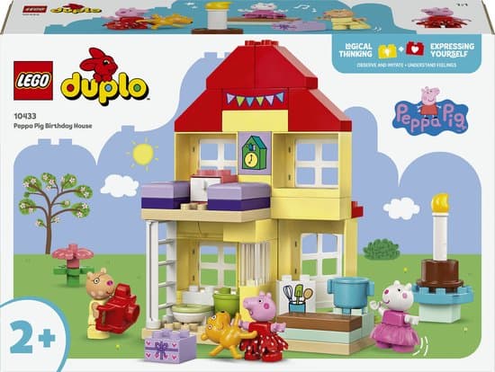 LEGO® DUPLO® Peppa Big verjaardagshuis speelset met 3 figuren, bouw- en leerspeelgoed voor kinderen vanaf 2 jaar, ontwikkelt de fijne motoriek en creatief rollenspel 10433