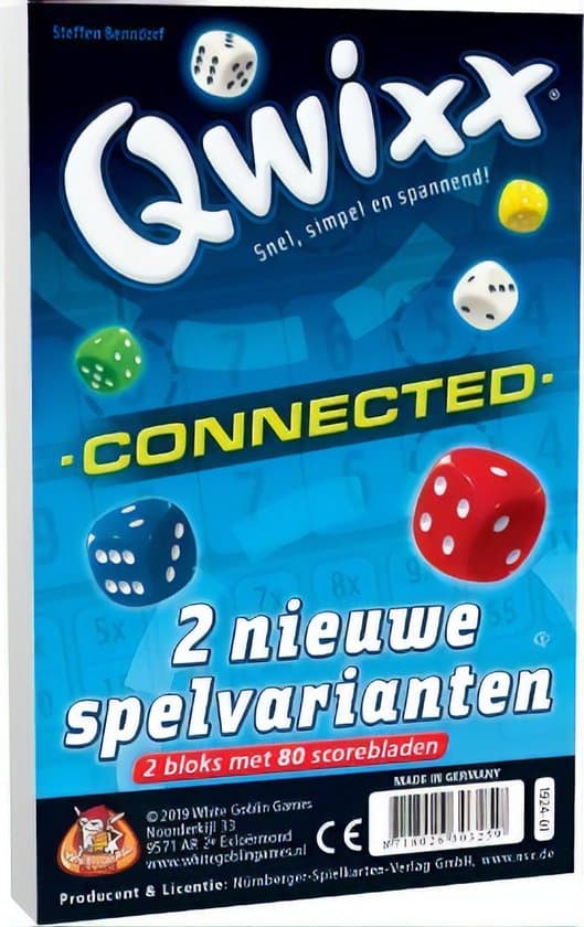 White Goblin Games - Qwixx Connected - Dobbelspel - 2 tot 5 spelers - Voor de hele familie - uitbreiding - Extra scoreblokken met nieuwe uitdagingen