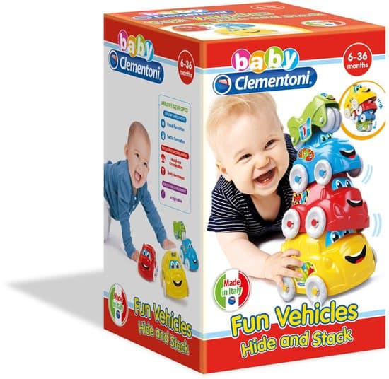 Baby Clementoni - Fun Vehicles - Speelgoed Auto - Verschillende Voertuigen - 3 Auto’s en 1 Motor - 1-3 jaar