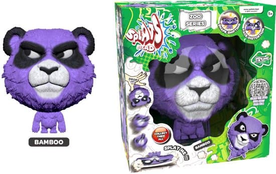 BTF Splats Head - Paarse wolf knuffel speelgoed van 11 cm - Duurzaam