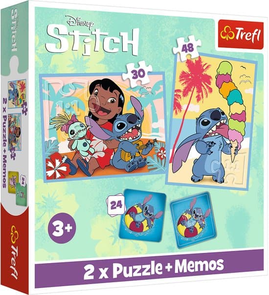 Trefl Happy Lilo & Stitch Day 2-in-1 Puzzel- en Memoryset - Vanaf 12 jaar