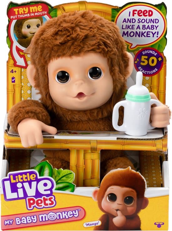 Little Live Pets - My Baby Monkey Mango - Interactieve knuffelaap