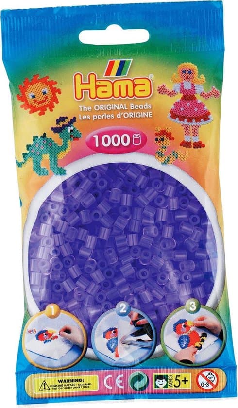 Strijkkralen Hama- 1000 stuks - Lila transparant