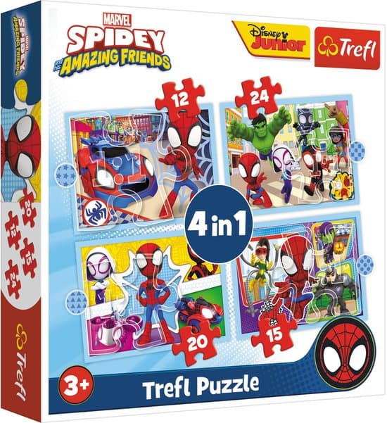 Trefl Spidey's Team Spidey and His Amazing Friends 4-in-1 Puzzel - 207 stukjes - Vanaf 4 jaar