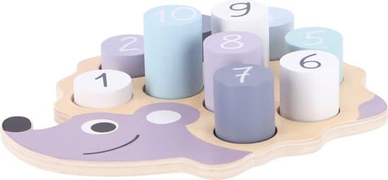 Jipy houten legpuzzel egeltje educatief speelgoed pastelkleuren.