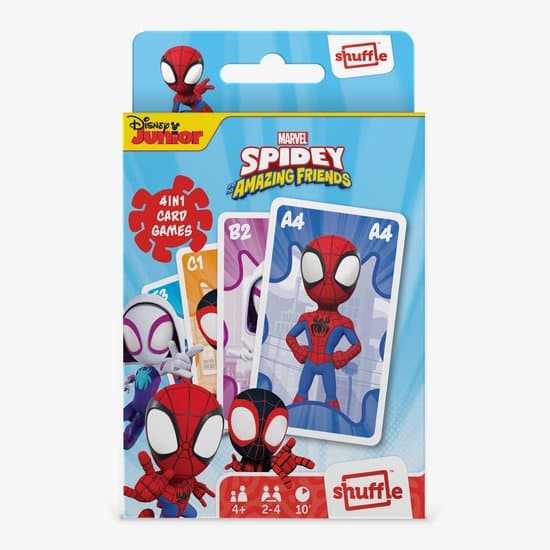 Shuffle Spidey & His Amazing Friends - 4-in-1 Kaartspellen (Kwartet, memo, snap, actiespel)