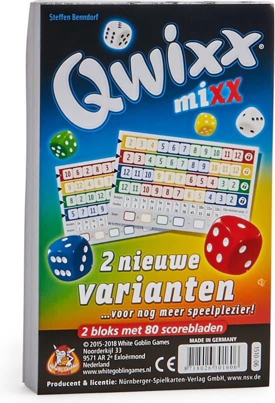 White Goblin Games - Qwixx Mixx - Uitbreiding - 2 tot 5 spelers - Strategisch spel - Extra scoreblokken met nieuwe uitdagingen - Gezelschapsspel