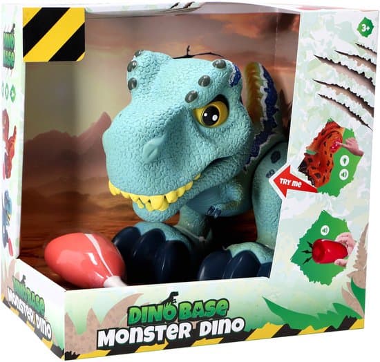 Dino Base speelgoed dino blauw groot - educatief kartonnen speelfiguur.