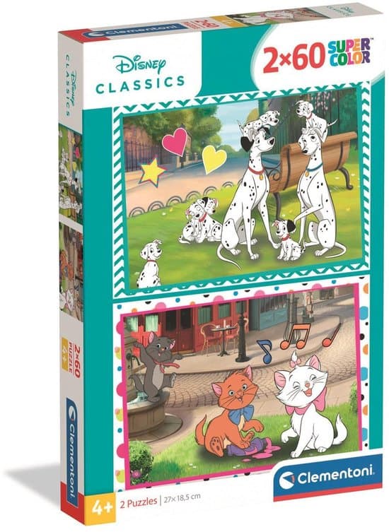 Clementoni Kinderpuzzels Disney Classic - 2 Puzzels van 60 Stukjes - Puzzel en Legpuzzel Set - Educatief Speelgoed voor Kinderen vanaf 5 Jaar