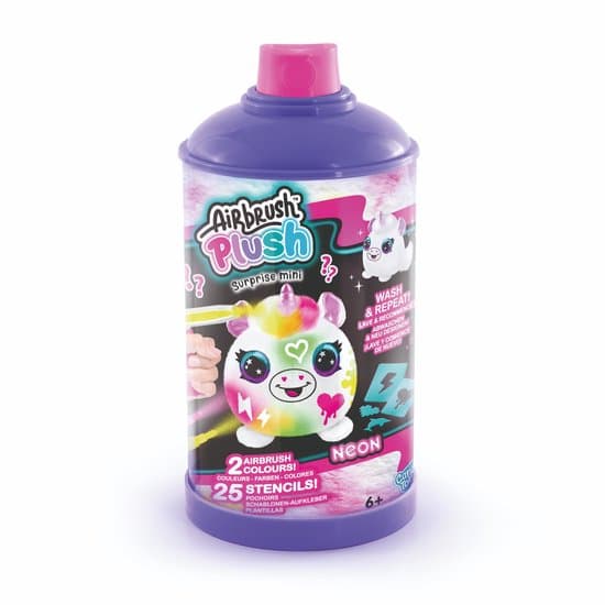 Canal Toys - Airbrush Pluche - Mini Surprise Knuffel om te personaliseren met viltstiften en sjablonen - 1-pack Neon - AIR 020