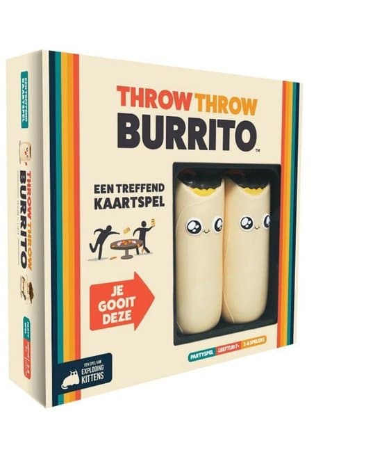 Throw Throw Burrito – Exploding Kittens - Hilarisch Partyspel – Kaartspel voor Familie en Vrienden - Gooi met Squishy Burrito's! - Nederlandstalig