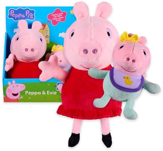 Peppa Pig 2-delige Knuffelset – Peppa & Baby Evie – Zachte Pluche Knuffels