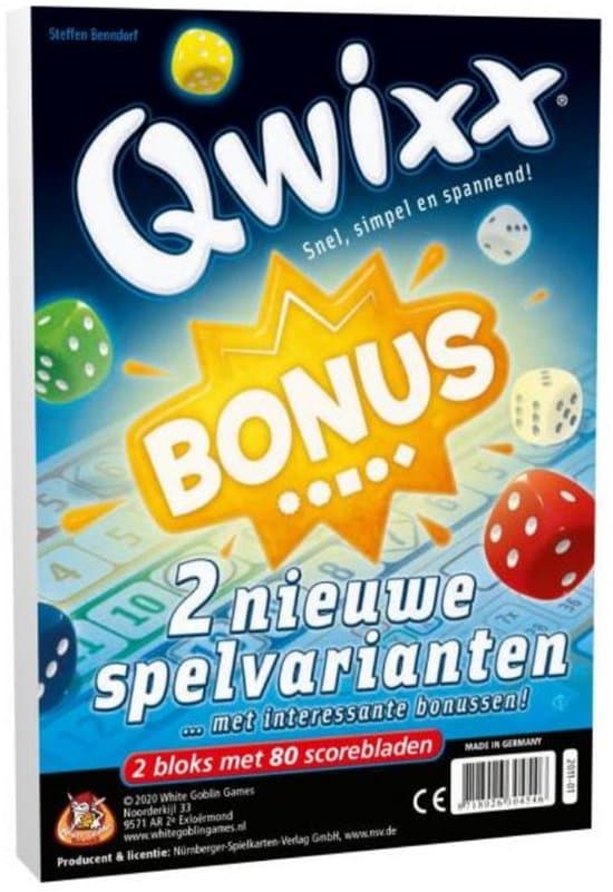 White Goblin Games - Qwixx Bonus - Dobbelspel - 2 tot 5 spelers - Voor de hele familie - uitbreiding - Extra scoreblokken met nieuwe uitdagingen