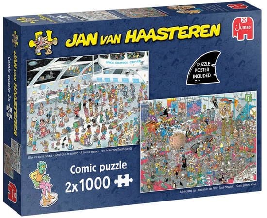 Jan van Haasteren - Geef ons de ruimte & Net als in de film - 2x1000 stukjes puzzel - Legpuzzel volwassenen