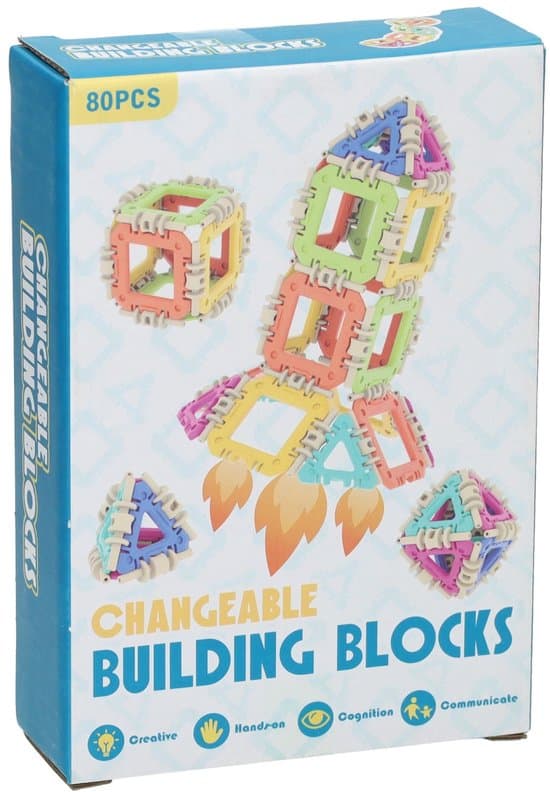 Koopman bouwblokken set kunststof 80 stuks - kleurrijk constructiespeelgoed.
