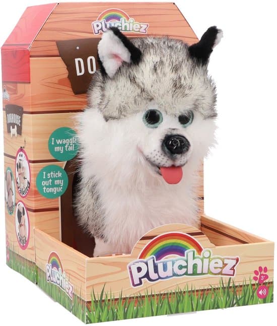 Pluchiez husky knuffel interactief speelgoed met uitlaten en blafgeluid.