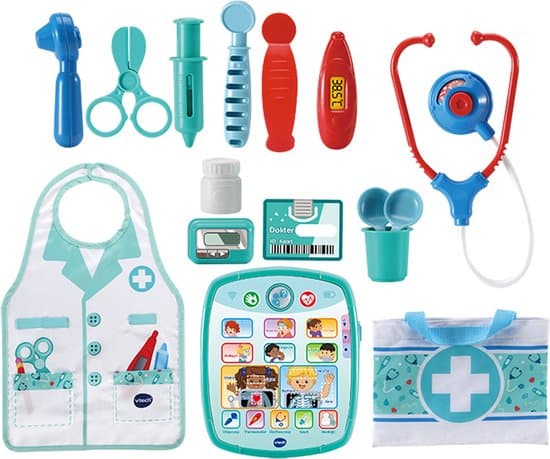 VTech Verzorg & Leer Speelgoeddoktersset - Educatief Speelgoed - Inclusief 15 accessoires - Met Gezongen Liedjes